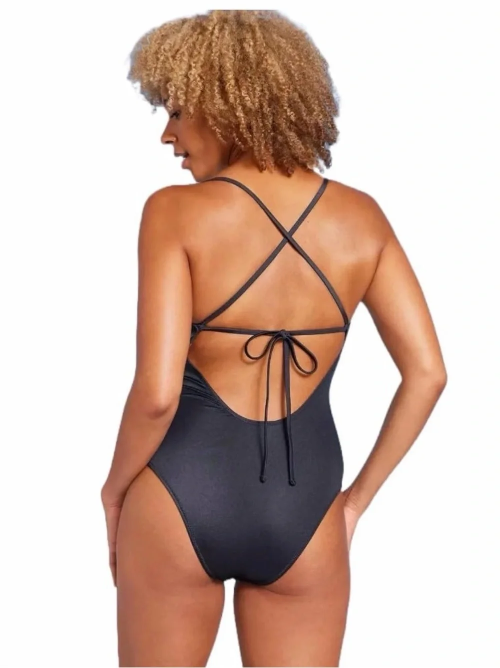 Shade & Shore Women's Shirred V-Wire Plunge One Piece Swimsuit XL Dark Grey